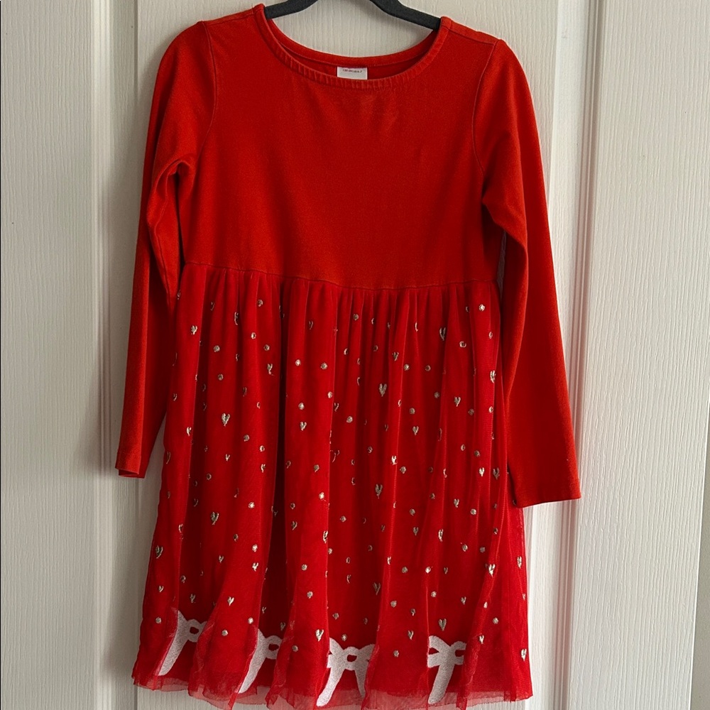 Hanna Andersson Ribbon Dress 120 6-7 Red